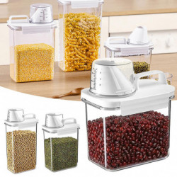 Transparent Grain Storage Box with Measuring Cup Durable Moisture-Proof Sealing Cans for Cereal Mung Beans Transparent Grain Storage Box with Measuring Cup Durable Moisture-Proof Sealing Cans for Cereal Mung Beans