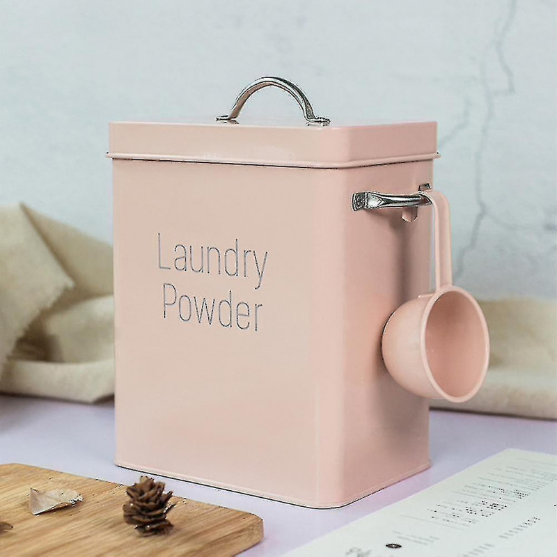 Metal Washing Powder Bucket Square Laundry Powder Storage Box Container With Lid And Spoon Pill Case Metal Washing Powder Bucket Square Laundry Powder Storage Box Container With Lid And Spoon Pill Case