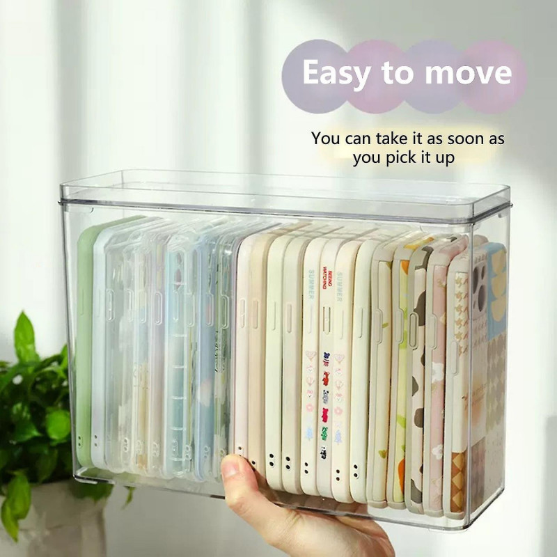 Storage Box Large Capacity Transparent Desktop Mobile Phone Case Container Household Supplies