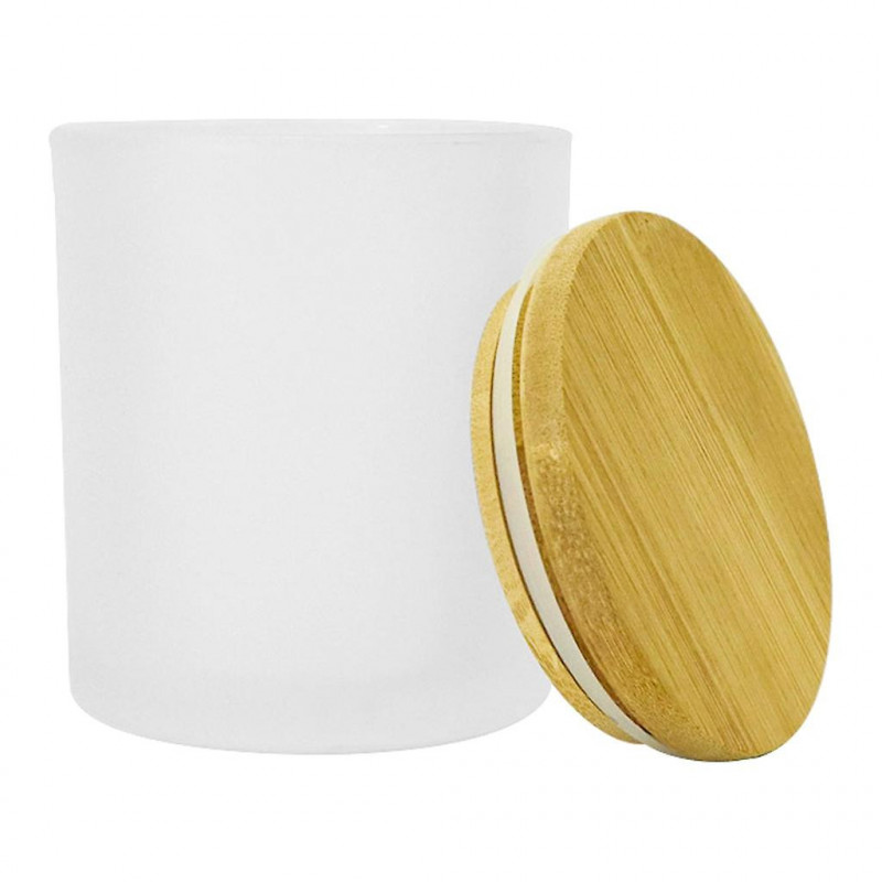 298ml Round Glass Storage For Tank With Wood Lid Food Sealed Container Airtight Stash Jar Kitchen Grain Organizer