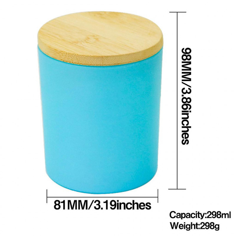 298ml Round Glass Storage For Tank With Wood Lid Food Sealed Container Airtight Stash Jar Kitchen Grain Organizer