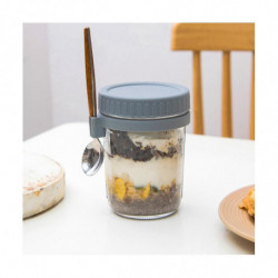 Reusable Overnight Oat Jar, Sealed Storage With Measuring Markers, Spoon For Salads, Yogurt, Oatmea Reusable Overnight Oat Jar, Sealed Storage With Measuring Markers, Spoon For Salads, Yogurt, Oatmea