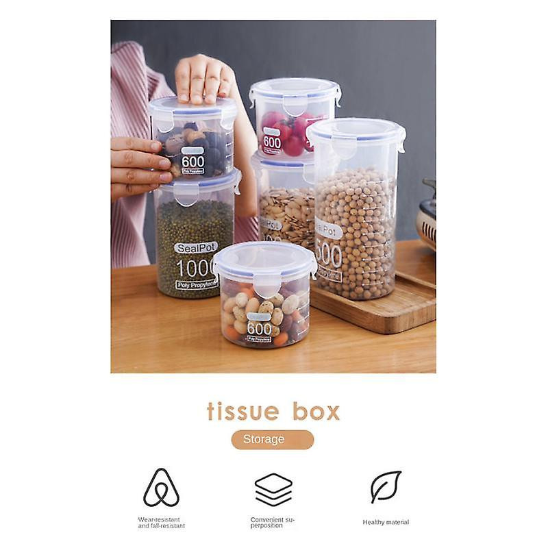 Food Storage Box Sealed Plastic Cereal Candy Dried Jars With Lid Fridge Storage Tank Containers