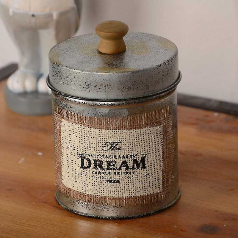 Retro Metal Storage Jar Organizer Desktop Sundries Box Kitchen