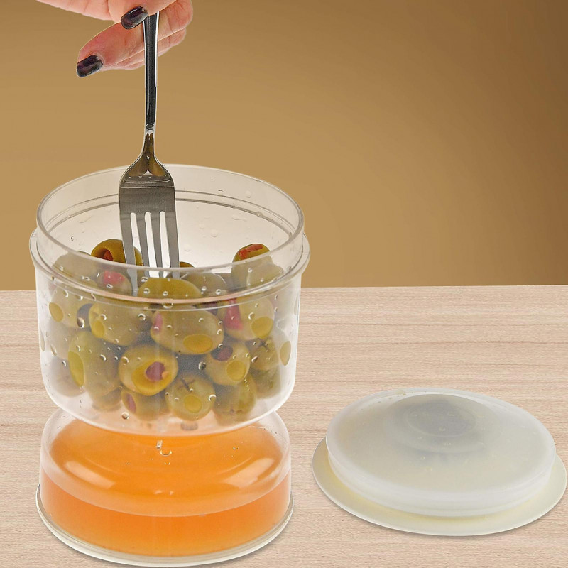 Pot de cornichon innovant Fabrication fine Sablier en plastique Conception d’olives scellées Récipient pour la maison