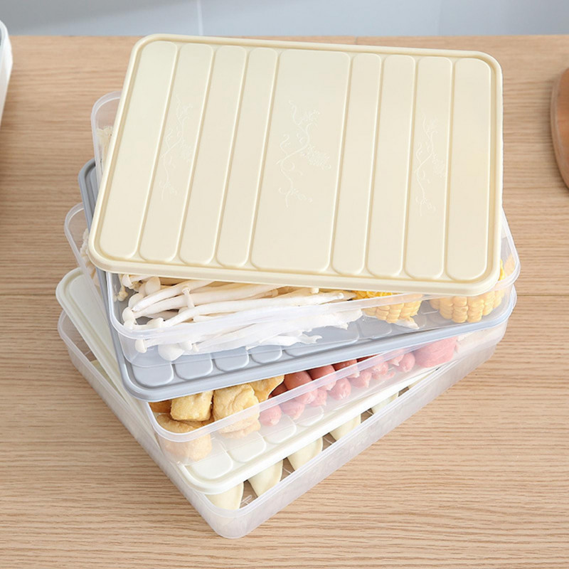 Naievear Dumpling Storage Box Large Capacity Refrigerator Organizer Transparent Food Storage Box For Home Kitchen