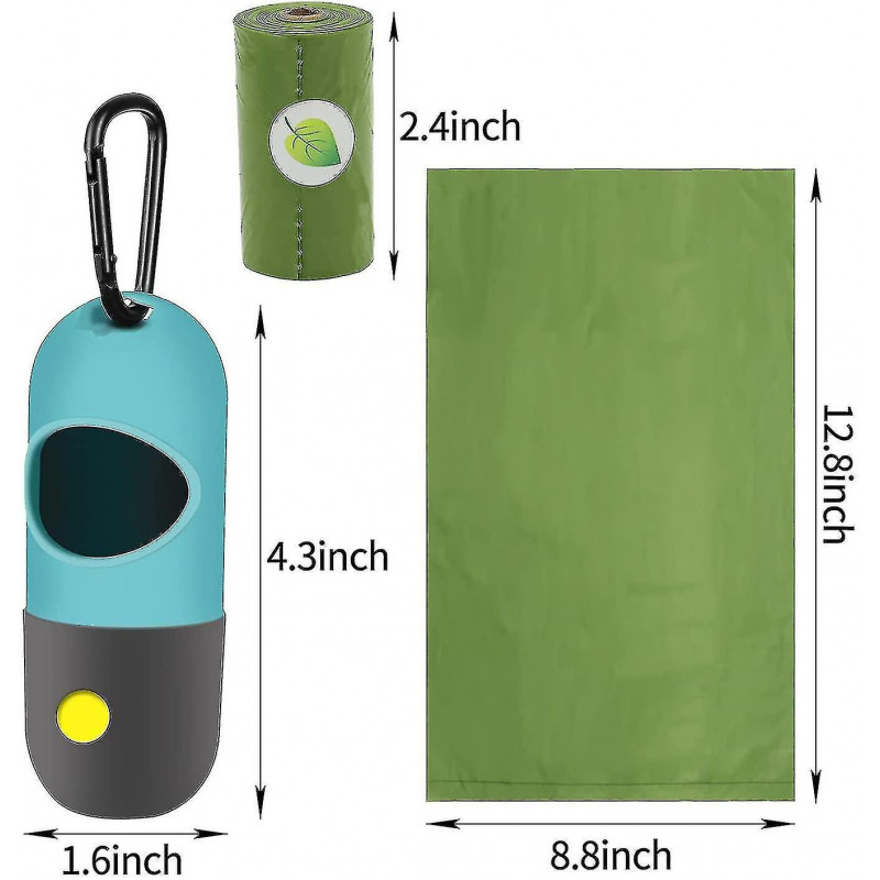Distributeur de sac à crottes pour chiens avec lampe de poche LED intégrée,