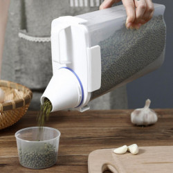 3L Rice Container with Measuring Cup Clear Airtight Lid Large Capacity Portable Handle Flour Bean Cereal Grain [...]