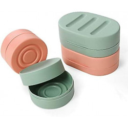 4-Pack Portable Travel Soap Container with Lid - Soap Dish for On-the-Go（4 Green Orange）