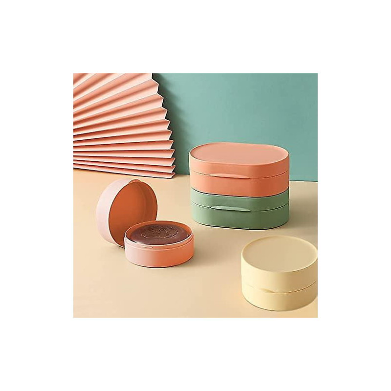 4-Pack Portable Travel Soap Container with Lid - Soap Dish for On-the-Go（4 Green Orange）