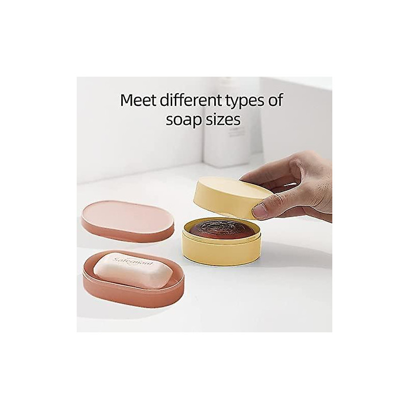 4-Pack Portable Travel Soap Container with Lid - Soap Dish for On-the-Go（4 Green Orange）