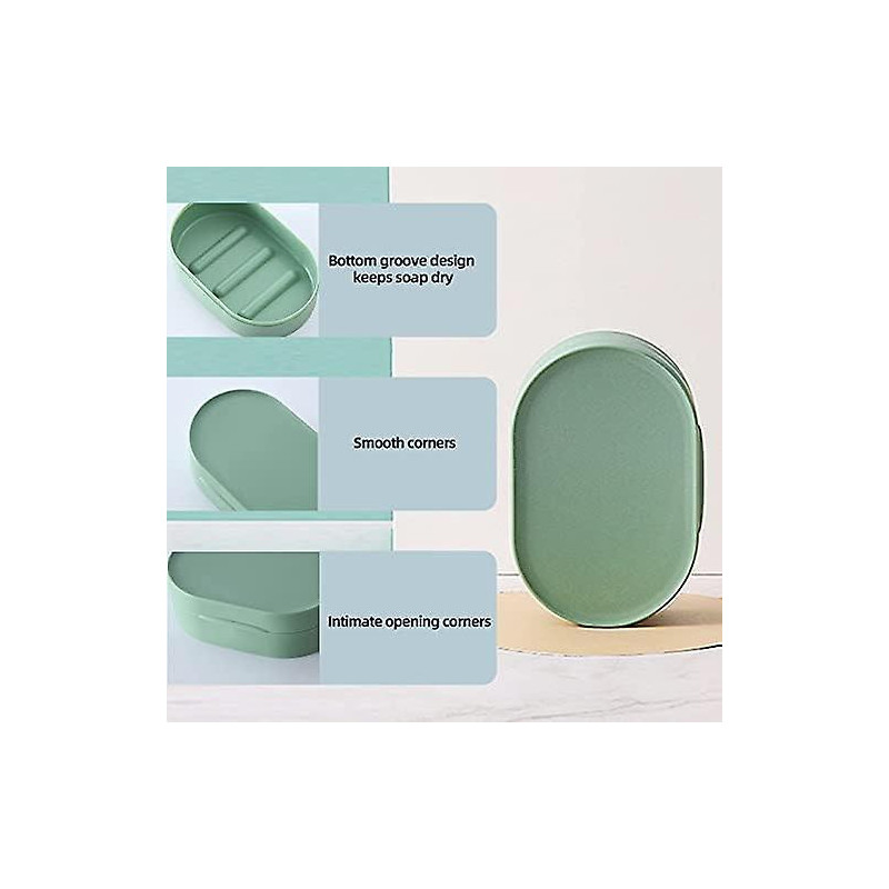 4-Pack Portable Travel Soap Container with Lid - Soap Dish for On-the-Go（4 Green Orange）