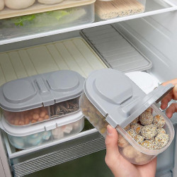 Ew Plain Double Grid With Lid Food And Grocery Sealed Cans Multifunctional Kitchen Refrigerator Plastic Storage [...]