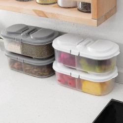 Ew Plain Double Grid With Lid Food And Grocery Sealed Cans Multifunctional Kitchen Refrigerator Plastic Storage [...]