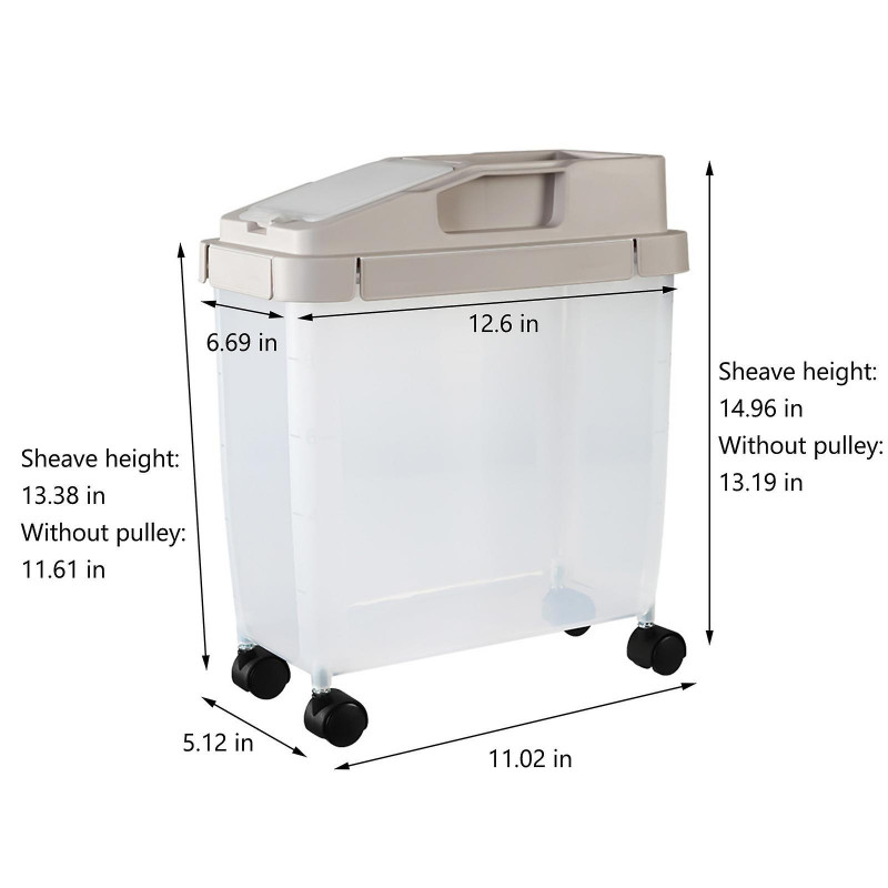 Large Airtight 20Lb Rice Container, Food Storage Cereal Container, Pet Dog Food Container With Wheels + Measuring [...]