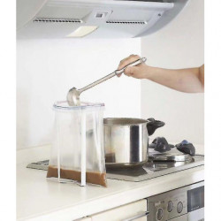 Convenient Bag Holder Bag Holder Creative Rack Garbage Bag Holder Shelf Kitchen Supplies, White