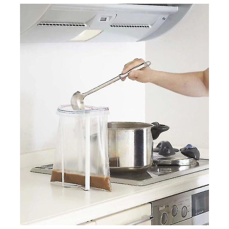 Convenient Bag Holder Bag Holder Creative Rack Garbage Bag Holder Shelf Kitchen Supplies, White