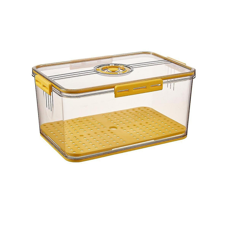 Food Storage Refrigerator Timekeeping Organizer Box Pet Kitchen Fridgekeeping Bins Yellow 15.5 X 32