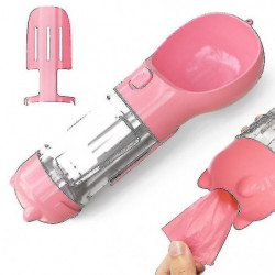 Dog Travel Water Bottle,with Food Container And Shit Shovelpink