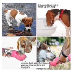 Dog Travel Water Bottle,with Food Container And Shit Shovelpink Dog Travel Water Bottle,with Food Container And Shit Shovelpink