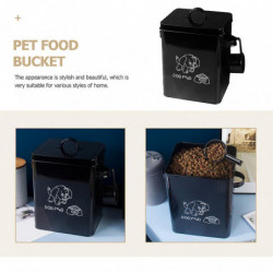 Lidded Pet Food Container Dog Food Storage Bin Large Capacity Food Bucket (Black) Lidded Pet Food Container Dog Food Storage Bin Large Capacity Food Bucket (Black)