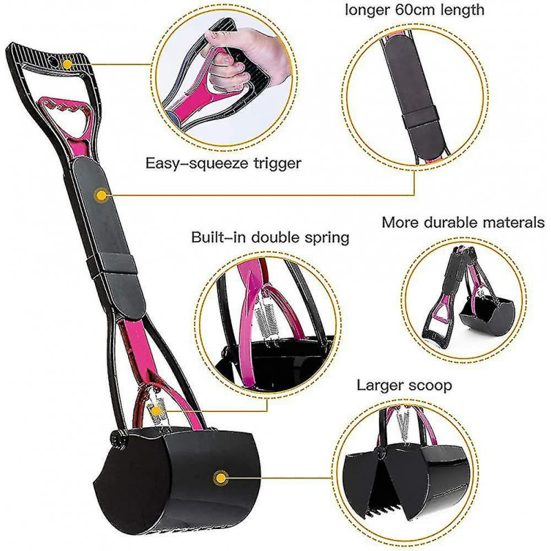 Scooper pliable pour chiens et chats Pet Long Handle Pooper Scooper. Facile à utiliser