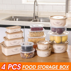 Storage box miscellaneous grain storage plastic sealed box refrigerator freshness box,4 pcs