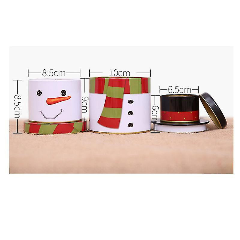 1 Pc Cute Creative Iron Snowman Three-layer Food Container Christmas Candy