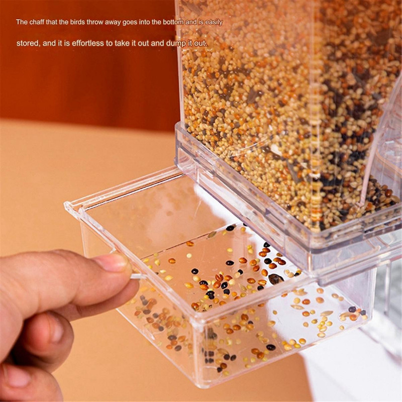 Automatic Transparent Bird Feeder, No Mess Automatic Bird Feeder Transparent Food Container Cage Drinker