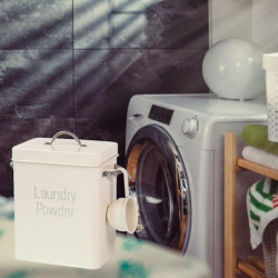 Metal Washing Powder Bucket Square Laundry Powder Storage Box Container With Lid And Spoon Pill Case Metal Washing Powder Bucket Square Laundry Powder Storage Box Container With Lid And Spoon Pill Case