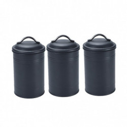 3x300ml Kitchen Metal Food Spice Seasoning Airtight Canister Jar Black 3x300ml Kitchen Metal Food Spice Seasoning Airtight Canister Jar Black