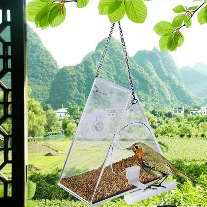 Decorative Bird Feeder Odor-free Easy To Install Acrylic Bird Food Container Garden Supplies