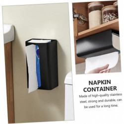 1pc Box Kitchen for Mount Towel Wall- Container Napkin Black Organizer Steel Storage Glove Cover Toilet Magnetic [...]