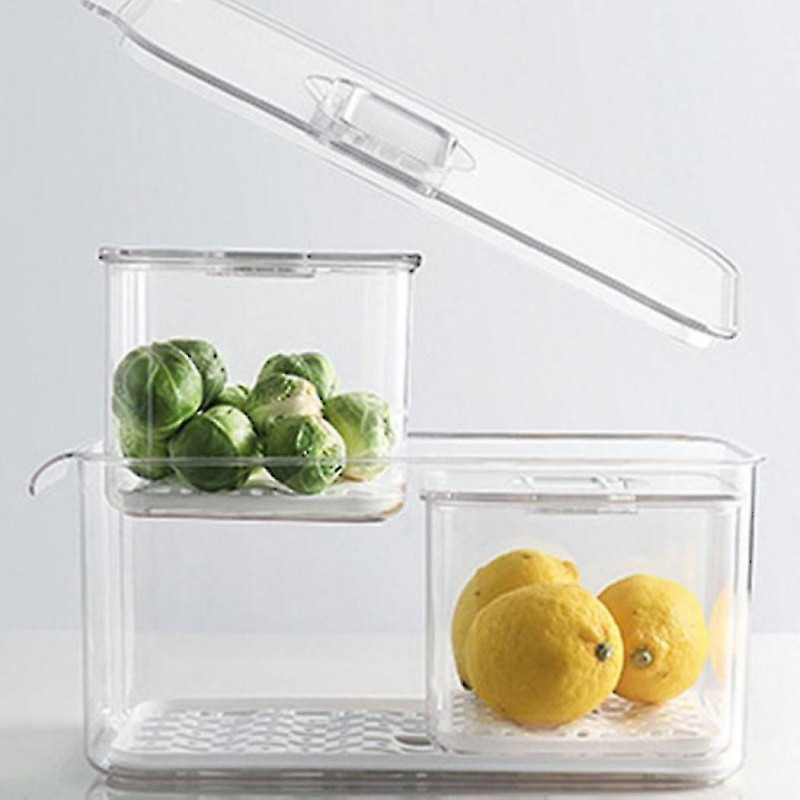 1pcs Fresh-keeping Box Drain Refrigerator Storage Box With Lid