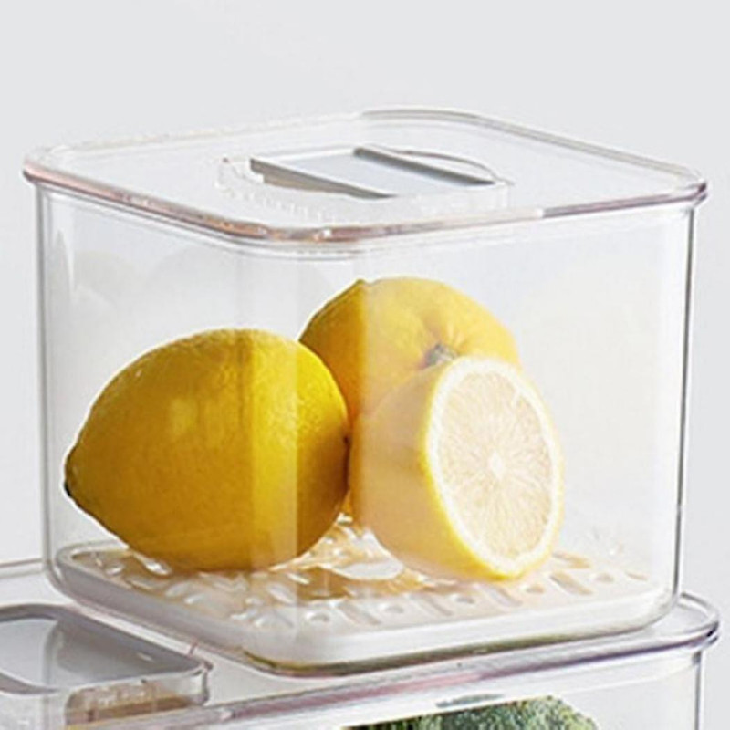 1pcs Fresh-keeping Box Drain Refrigerator Storage Box With Lid