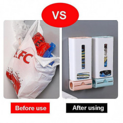 Wabjtam 1pc Trash Bag Dispenser Wall Mounted Grocery Garbage Bags Holder Plastic Bag Storage,light Blue