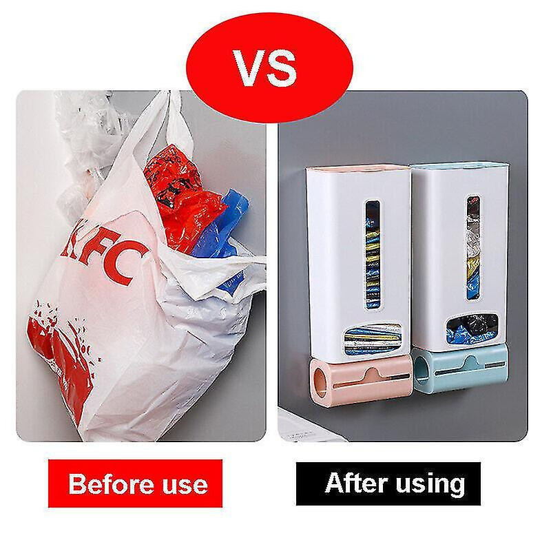 Wabjtam 1pc Trash Bag Dispenser Wall Mounted Grocery Garbage Bags Holder Plastic Bag Storage,light Blue