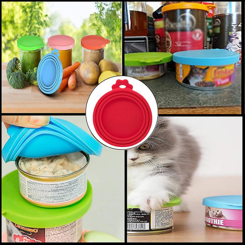 2pcs Silicone pet jar lid dog and cat food jar lid three-size food jar