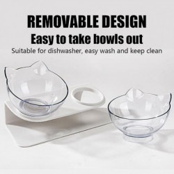 Cat Bowl With Stand, Tilted Cat Bowls For Kittens Elevated Cat Bowl Anti Vomiting Double Cat Bowls Cat Bowl With Stand, Tilted Cat Bowls For Kittens Elevated Cat Bowl Anti Vomiting Double Cat Bowls