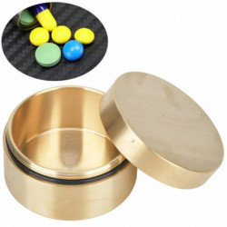 Outdoor Waterproof Round Shape Brass Box Metal Jewelry Sealed Container Dustproof Moisture Proof Coin Storage Box Outdoor Waterproof Round Shape Brass Box Metal Jewelry Sealed Container Dustproof Moisture Proof Coin Storage Box