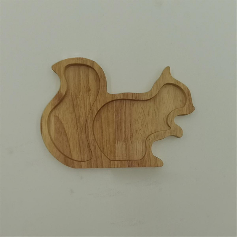 A-Snack Plate Space-Saving Storing Squirrel Wooden Snack Tray Pear Fruit Tray Nut Container Tablewa