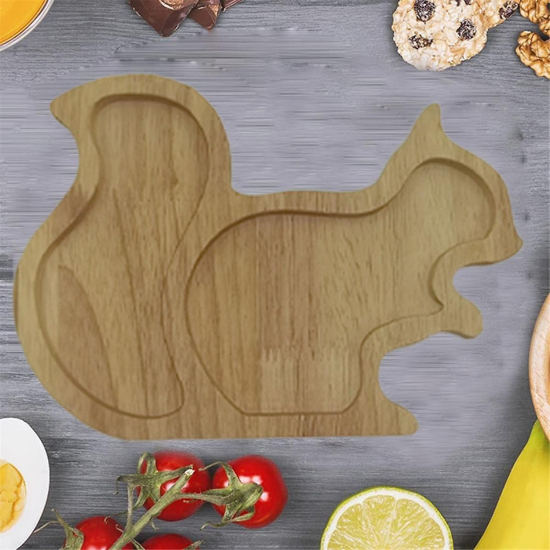 A-Snack Plate Space-Saving Storing Squirrel Wooden Snack Tray Pear Fruit Tray Nut Container Tablewa