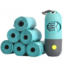 Dog Waste Bag Dispenser with LED Flash Light Poop Bag Holder for Dog Lead Leash Never Step on Poop