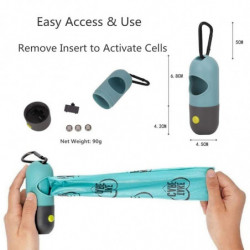 Dog Waste Bag Dispenser with LED Flash Light Poop Bag Holder for Dog Lead Leash Never Step on Poop