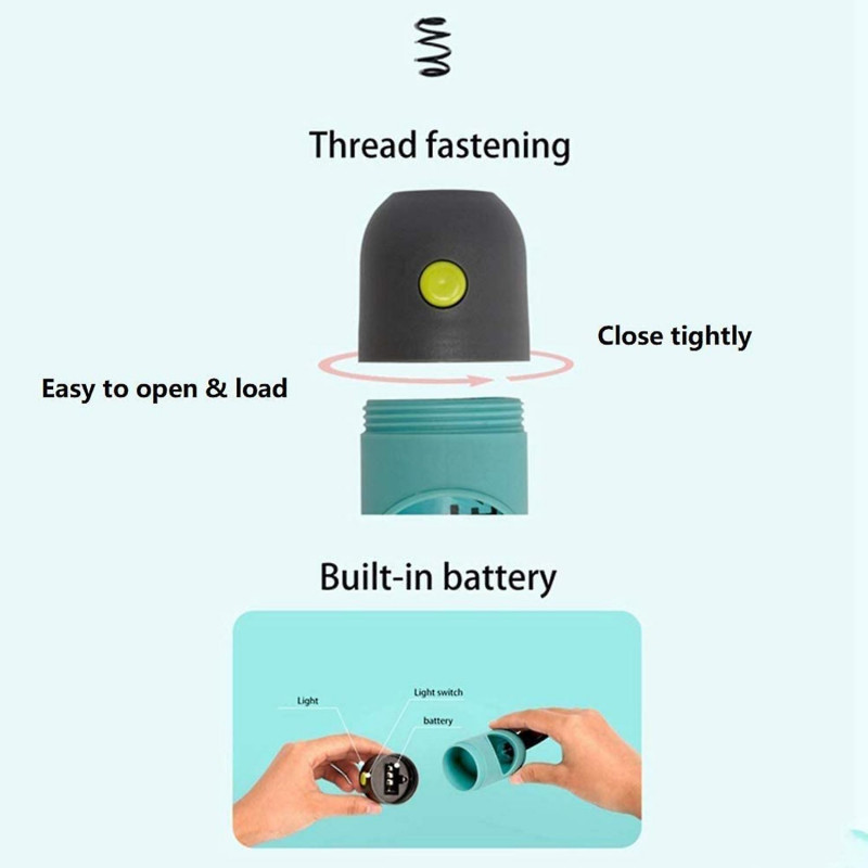 Dog Waste Bag Dispenser with LED Flash Light Poop Bag Holder for Dog Lead Leash Never Step on Poop