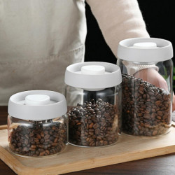 Pots de stockage sous vide en verre borosilicaté Céréales étanches à la poussière Récipient scellé pour poudre de café Pots de stockage sous vide en verre borosilicaté Céréales étanches à la poussière Récipient scellé pour poudre de café