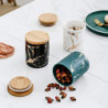 Tea Tins Storage Can Set Containers with Wood Lid Marble Pattern Ceramic Portable Sealing Tank for