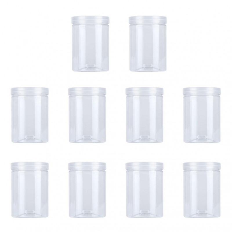 10pcs 500ml Plastic Transparent Food Jar Kitchen Sealed Can Snacks Containers for Cookies Scented Tea