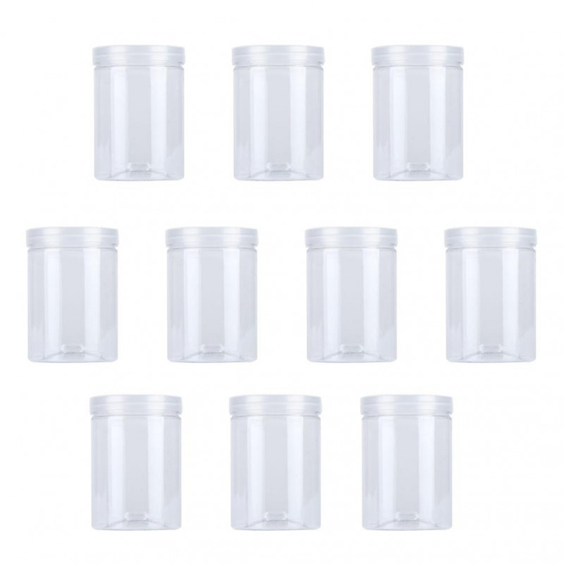 10pcs 500ml Plastic Transparent Food Jar Kitchen Sealed Can Snacks Containers for Cookies Scented Tea