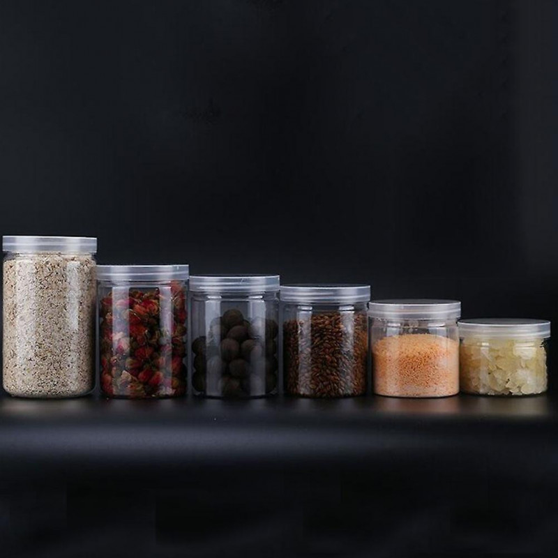 10pcs 500ml Plastic Transparent Food Jar Kitchen Sealed Can Snacks Containers for Cookies Scented Tea